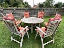 Hartman Solid Teak Garden Table & 6 X Matching Reclining/Folding Chairs