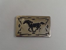 Cowboy & Western Wild Stallion Horse Belt Buckle Vintage Chrome Chambers USA
