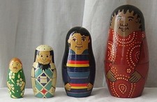 Vintage wooden russian dolls - wooden,