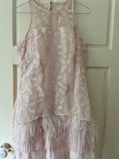 coast peach lace top dress size12 in perfect condition and feather accent hem