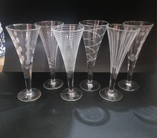 MIKASA Cheers Set of 6 Etched Cordial Liqueur Flute Glasses. Excellent Condition