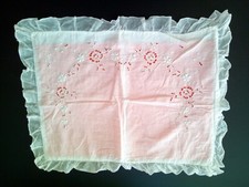 Small Pillowcase or Baby or Doll Cushion Lace Embroidery Antique