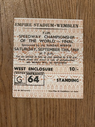 Ticket 1969 speedway world - ticket,