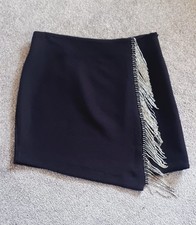 Womens Zara Black Diamamte Fringed Mini Skirt. UK Size Small