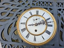 Antique Vienna style German wall clock weight movement works ENAMEL dial 7"