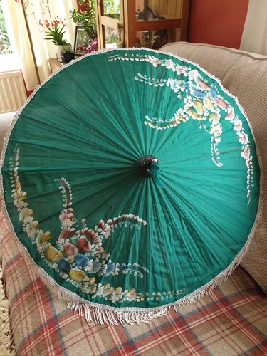 Vintage hand painted parasol - vintage,