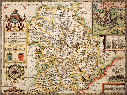 1610 county map shropshire - 1610,