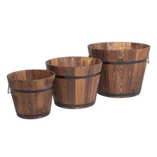 3 Size Wooden Pot Set Wood