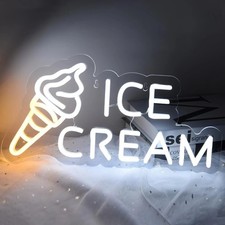 Ice cream neon sign vibrant - cream,
