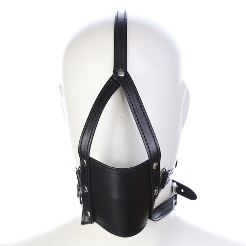 Leather bondage hood head - pu,