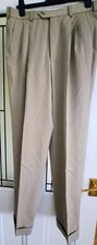 MENS M&S TAILORED PLEATED WOOL BLEND SAND TROUSERS  SIZE 34" WAIST -  IN LEG 33"