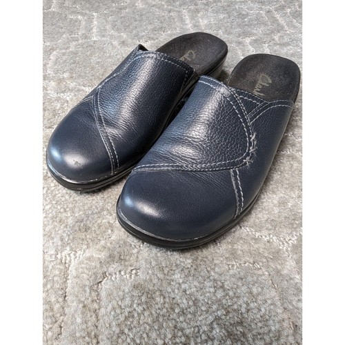 Clarks navy leather slip - clarks,