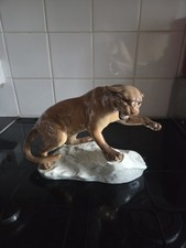 Beswick England Large PUMA On Rock Figurine Vintage Model 1702 tawny brown 