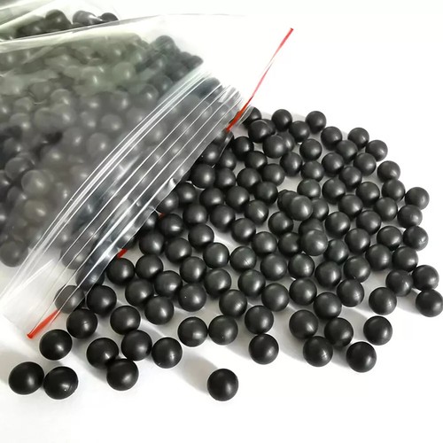 Black round solid rubber - solid, ball