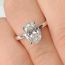 Oval 4.00Ct Lab-Grown IGI/GIA Certified Diamond Wedding Ring 14K Real White Gold