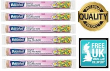 6 x Bacofoil EasyCut Cling Film Refill Roll Food Wrapping Microwaving 35cmx 60m 