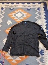 SCRT - Stay Creative - Placket Grandad Collar Shirt - Size S - 100pc Linen Black