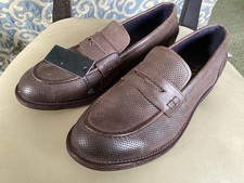Men’s SAX FIRENZE Brown Perforated all Real Leather Loafer Shoes Size 8/42 Bnnb 
