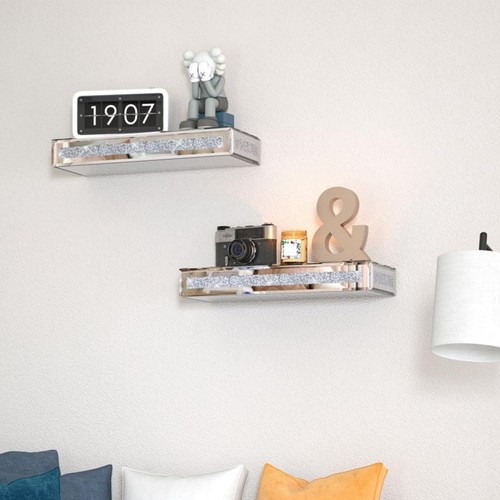 Glass mirrored wall shelf - wall,