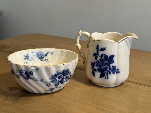Antique blue and white floral - blue,