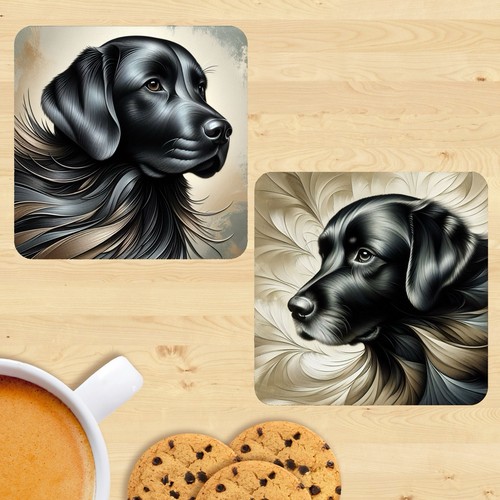 Black labrador coasters set - labrador,