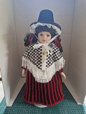Porcelaine Doll - Dressed In Traditional Welsh Costume & Stand.