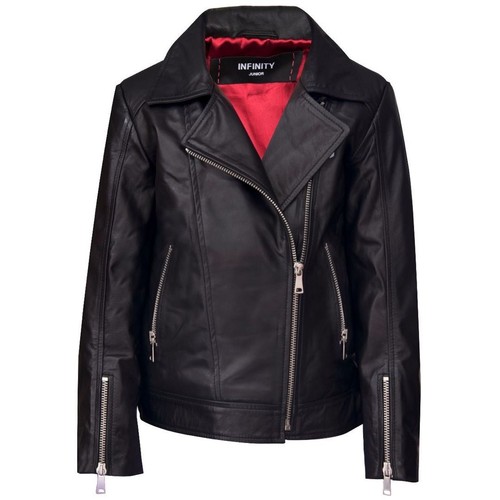 Girls kids real leather biker - real,