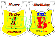 Speedway Race Bib Personalised Birthday Card with envelope - add a name.