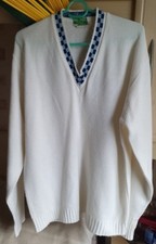 VINTAGE FRED PERRY ORLON 42” CHEST CRICKET JUMPER WHITES EXCELLENT CONDITION