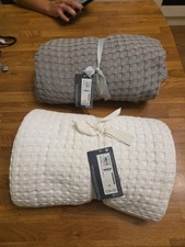 M&S Throw 150cm X 200cm New.  Grey And White. New With Tag