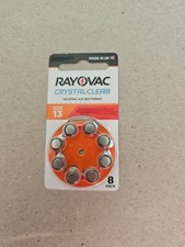 RAYOVAC CRYSTAL CLEAR HEARING AID BATTERIES, SIZE 13. 8 PACK. EXP 2029