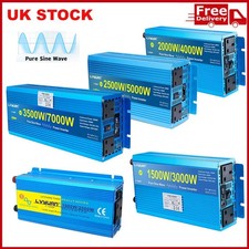 3500W 7000W Pure Sine Wave Power Inverter 12V or 24V to 240V Converter USB AC UK