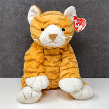 Ty Pluffies 2003 - Purrz the Ginger Cat Beanie Plush Soft Toy 8" - With Tags