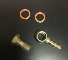 Banjo eye union kit for cav296 fuel filter head 1/2 UNF thread c/w 6mm hose tail