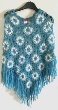 New Influence Boho Floral Crochet Poncho Tassel Pullover Cover Up One Size