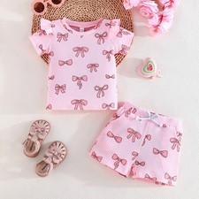 2PCS Toddler Baby Girls Ribbed