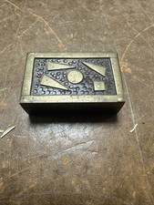 Vintage Highly Unusual Brass&wooden Box-Match Holder 7x4x2cm