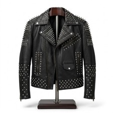 Men Black Studded Leather