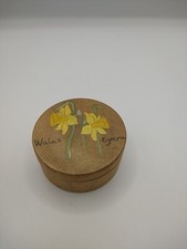 Round Daffodil Wales wooden trinket box  Designs on Wood Cute Made in Wales