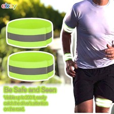 2 x Reflective Hi-Vis Armbands Ankle Straps Adjustable Cycling Stretch Running