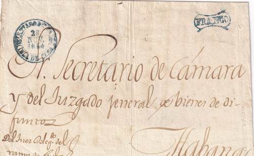 Spanish antilles 1854 cover - spanish,