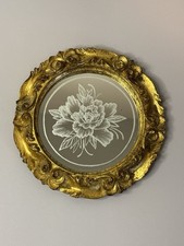 Hand-Etched Floral Mirror Gold