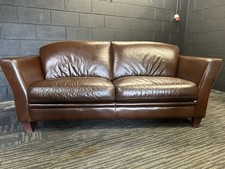 Italian Real Brown Leather 3 Seater Sofa Settee FREE DELIVERY
