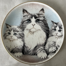 Vintage Royal Burlington Collection Bone China Long Haired Cat Kittens Plate