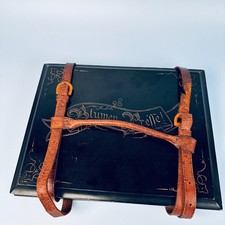 ANTIQUE WOODEN FLOWER PRESS WITH LEATHER STRAPS BLUMEN-PRESSE