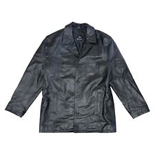 Matinee 100% Leather Jacket Coat Button Closure Heavy Black Mens Medium