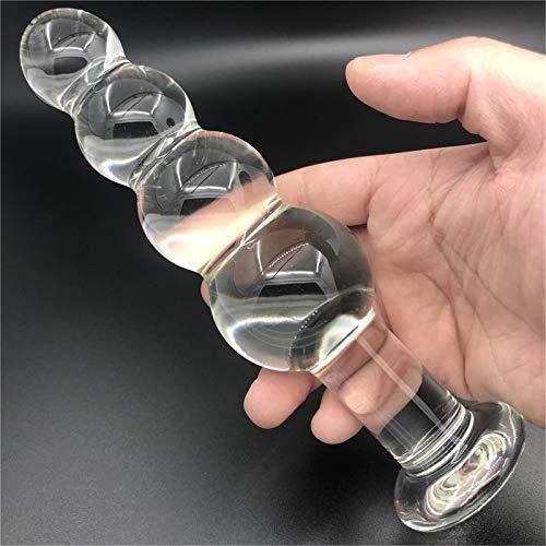 Clear beaded glass dildo - clear,