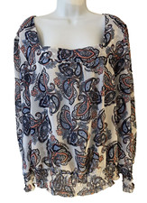 Ladies Size L White/Navy multi