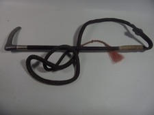 Vintage Leather Hunting Crop with Metal  Handle