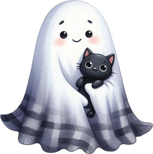 Colour halloween ghost wall - colour,